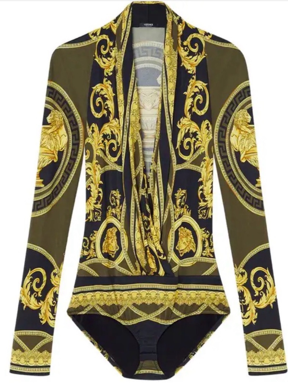 Versace La Coupe Des Dieux Draped Bodysuit In Black Small